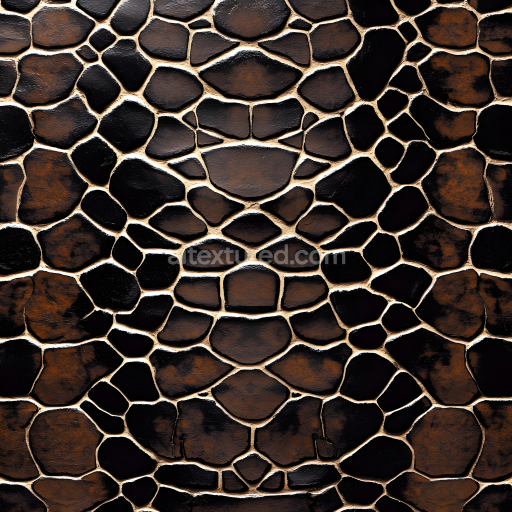 Seamless 3D PBR reptile skin texture featuring high-contrast scaly pattern and subtle surface sheen