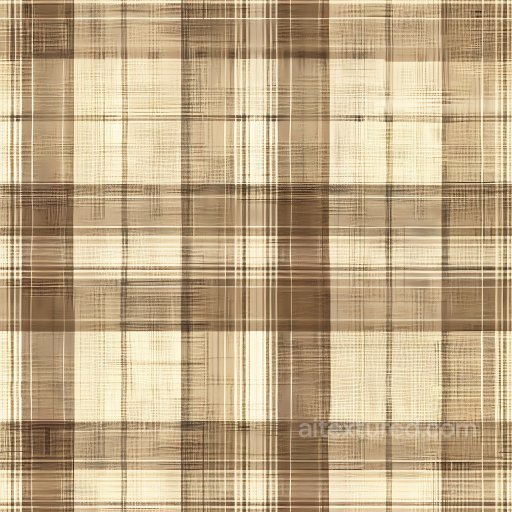 Seamless 3D PBR Texture of Beige and Brown Woven Plaid Fabric Pattern texture preview