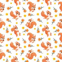 Pattern Bundle - Seamless 3D Pattern PBR Texture Featuring Playful Squirrel Motifs and Bright Floral Accen… texture preview