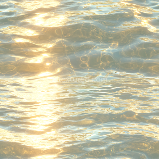 Preview — Seamless 3D Water PBR Texture Featuring Golden Sunlit Rippling Surface