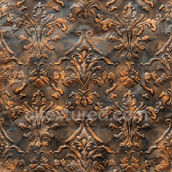 seamless Seamless 3D Embossed Vintage Brown Leather PBR Texture with Ornate Floral Pattern texture 8k free download PBR