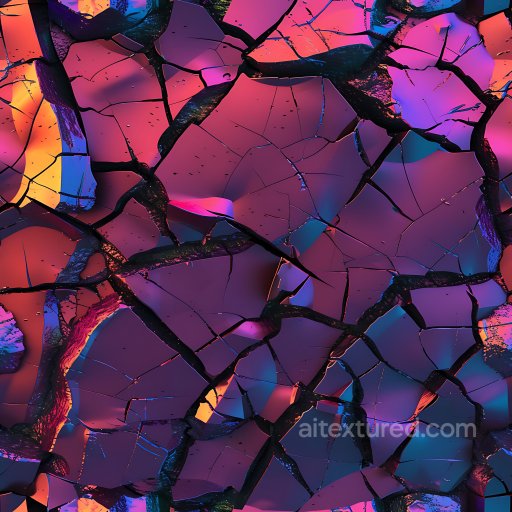 Cracked Glossy Ceramic Tile Texture in Neon Colors seamless Cracked & Holes PBR texture