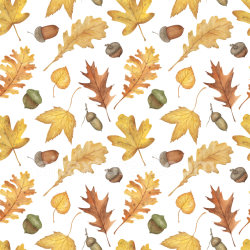 seamless Seamless 3D PBR Texture Featuring Detailed Autumn Leaves and Acorns Pattern texture 8k free download PBR
