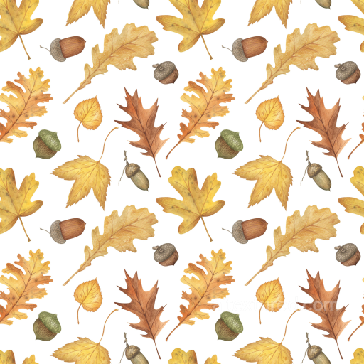 Featuring Detailed Autumn Leaves and Acorns Pattern seamless Autumn Leaves  PBR texture