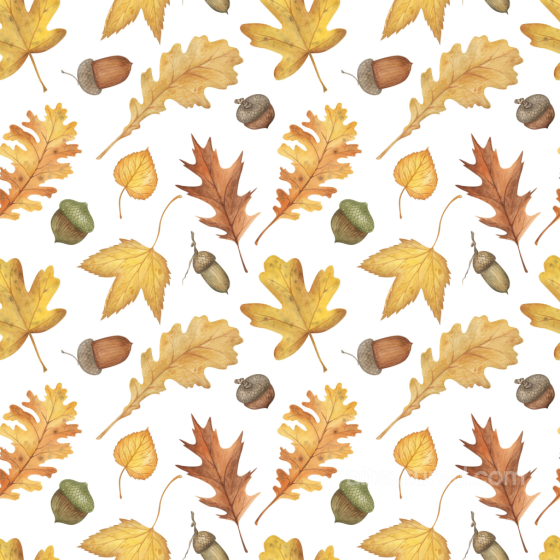 Featuring Detailed Autumn Leaves and Acorns Pattern Autumn Leaves texture preview