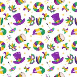 Pattern Bundle - Seamless 3D PBR Mardi Gras Party Pattern Texture with Colorful Festive Icons texture preview