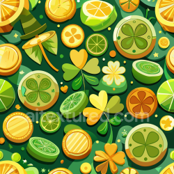 seamless Seamless 3D PBR Texture Featuring St Patrick Digital Paper with Shamrocks & Citrus Elements texture 8k free download PBR