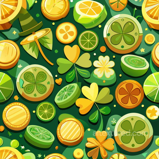 Featuring St Patrick Digital Paper with Shamrocks & Citrus Elements seamless St patrick digital paper bundle PBR texture