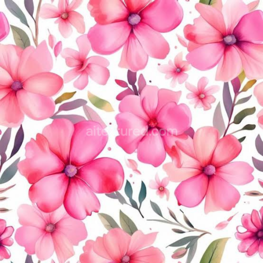 Seamless Pink Flower 3D PBR Texture with Soft Watercolor Floral Pattern