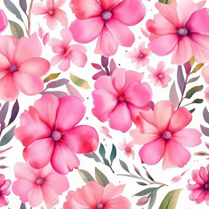 Pink Flower with Soft Watercolor Floral Pattern seamless PBR texture preview