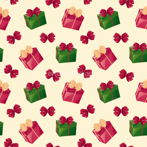 Seamless 3D PBR Texture Featuring Festive Gift Boxes and Bows in Red and Green