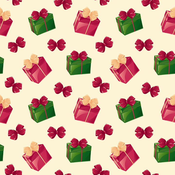 Featuring Festive Gift Boxes and Bows in Red and Green seamless PBR texture preview