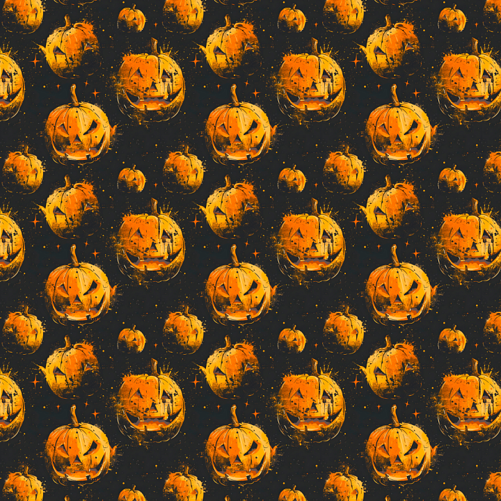 Featuring Vintage Halloween Jack-o'-Lantern Pumpkins seamless PBR texture preview