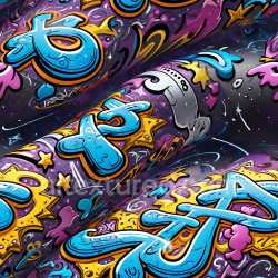 seamless Seamless 3D PBR Graffiti Texture Featuring Bold Blue Letters and Cosmic Elements texture 8k free download PBR