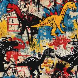 seamless Seamless 3D PBR Graffiti Texture Featuring Colorful Dinosaur Street Art texture 8k free download PBR