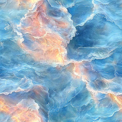 Seamless 3D PBR Texture of Stylized Ocean Water with Soft Foam and Dynamic Color Flow
