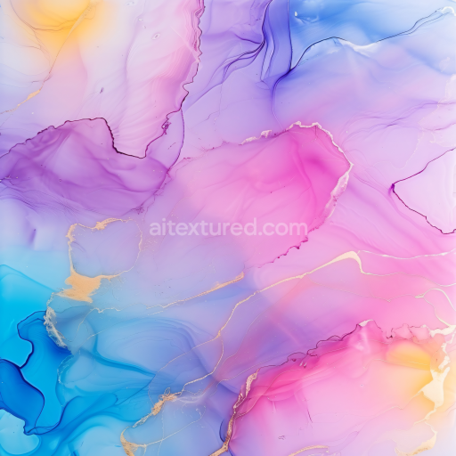 Seamless 3D Alcohol Ink PBR Texture with Soft Pink, Purple, and Blue Fluid Waves
