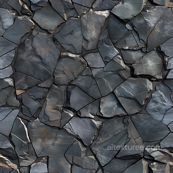 Slate Stone Wall PBR Texture with Dark Layered Rocks and Cracked Surfaces Stone texture preview
