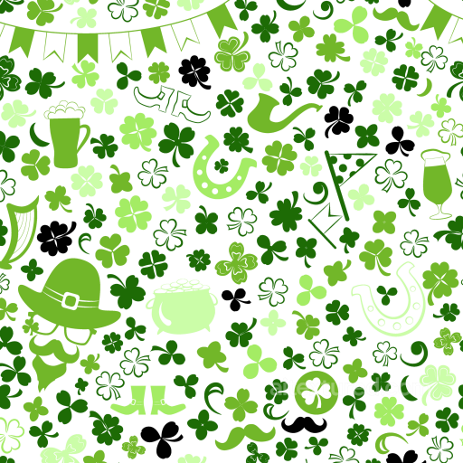 St Patrick Pattern Texture with Shamrocks and Festive Icons seamless St patrick PBR texture