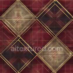 seamless Seamless 3D PBR Plaid Texture Featuring Burgundy, Gold & Black Diamond Patterns texture 8k free download PBR