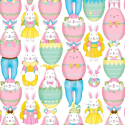 seamless Seamless 3D PBR Texture of Colorful Easter Bunny and Egg Pattern texture 8k free download PBR