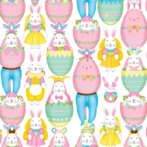 All Easter Digital paper Texture of Colorful Easter Bunny and Egg Pattern seamless All Easter Digital paper PBR texture