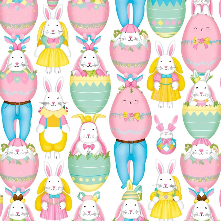All Easter Digital paper of Colorful Easter Bunny and Egg Pattern seamless PBR texture preview