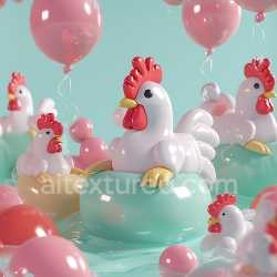 seamless Seamless 3D Inflated PBR Texture Featuring Glossy Vinyl Chicken Pool Floats texture 8k free download PBR
