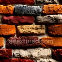 seamless Seamless 3D Cracked Multi-colored Brick Wall PBR Texture with Rough Surface texture 8k free download PBR