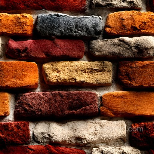 Cracked Multi-colored Brick Wall PBR Texture with Rough Surface seamless Brick PBR texture
