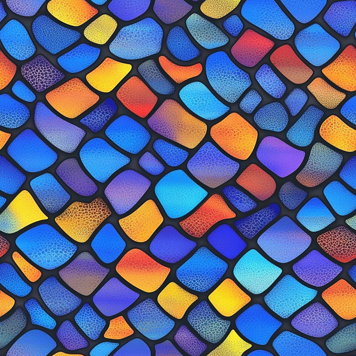Mosaic with Vibrant Cracked Multicolor Tile Pieces seamless PBR texture preview