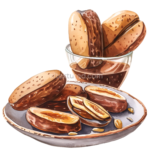 Preview — Iraqi Kleicha Date Cookies Breakfast Illustration with Glass and Plate