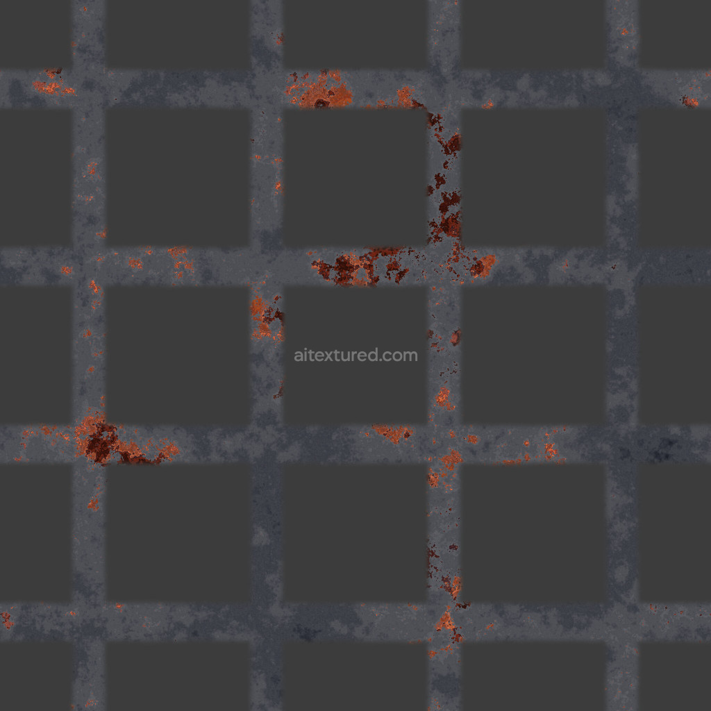 Seamless PBR metal walkway texture with rust details