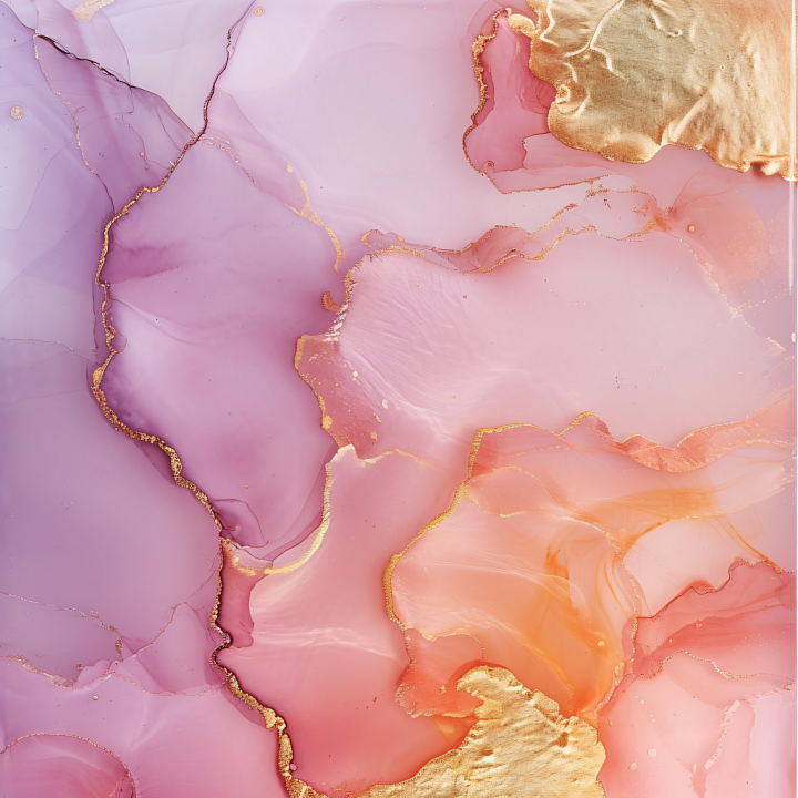 Alcohol Ink with Soft Pink and Gold Veins seamless PBR texture preview
