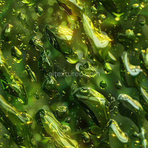 Seamless 3D PBR Texture Featuring Glossy Green Water Droplets