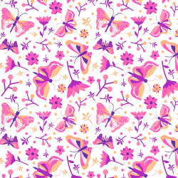 seamless Seamless 3D PBR Fabric Texture Featuring Pink and Purple Watercolor Butterflies and Floral Patterns texture 8k free download PBR