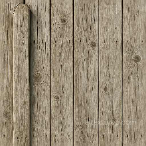 Seamless 8K 3D Texture PBR Wooden Fence With Weathered Wood And Fence Post Details seamless Fences PBR texture