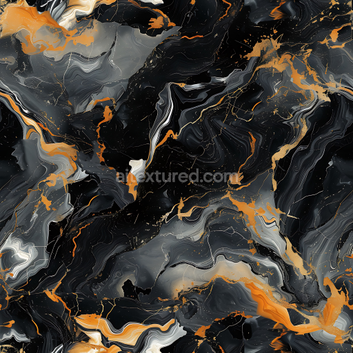 Seamless 3D Black Marble PBR Texture with Bold Golden Veins and Fluid Patterns