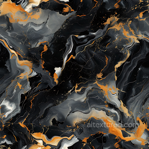 Black Marble PBR Texture with Bold Golden Veins and Fluid Patterns seamless Marble PBR texture