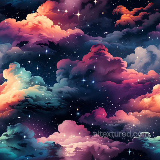 Colorful Nebula Clouds Space PBR Texture with Starfield seamless Star, space, planets PBR texture