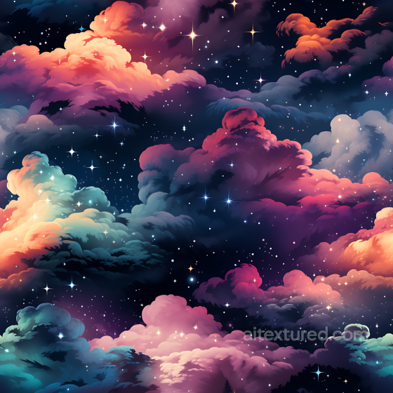 Colorful Nebula Clouds Space PBR Texture with Starfield Star, space, planets texture preview