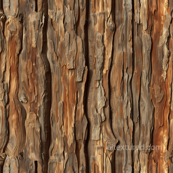 Weathered Rustic Wood Bark PBR Texture with Natural Layers and Cracks Wood texture preview