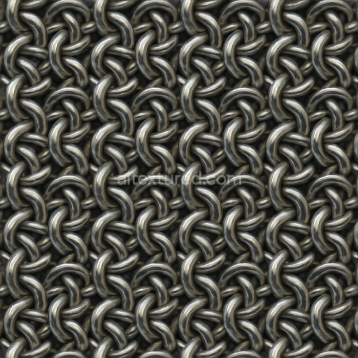 Seamless 3D Texture 8K PBR Chainmail With Persian Weave And Polished Metal Finish