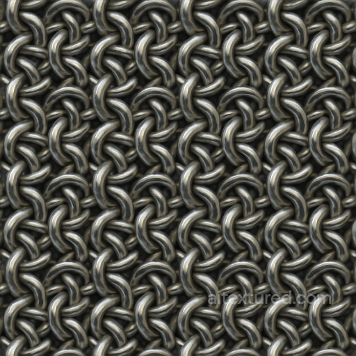 8K PBR Chainmail With Persian Weave And Polished Metal Finish seamless Chainmail PBR texture