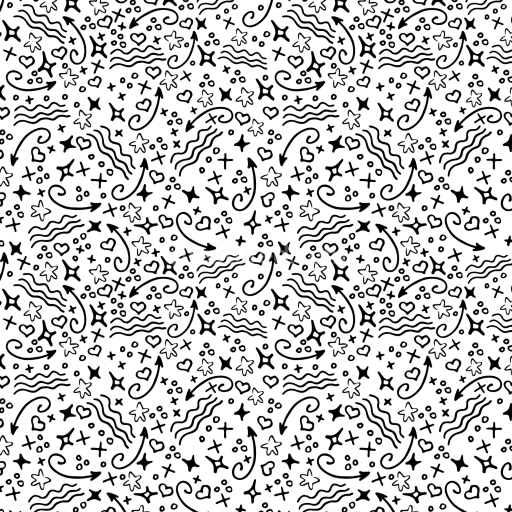 Seamless 3D PBR White & Black Hand-Drawn Doodle Pattern Texture