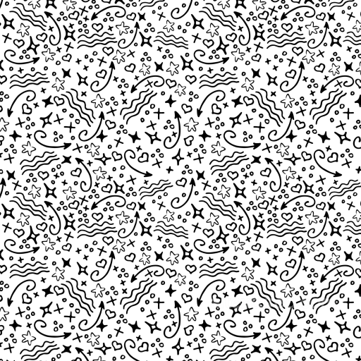 White & Black Hand-Drawn Doodle Pattern Texture seamless White & Black PBR texture