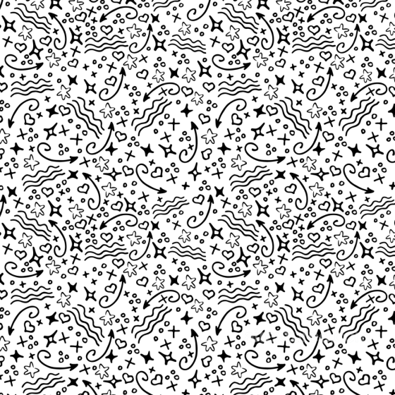 White & Black Hand-Drawn Doodle Pattern Texture White & Black texture preview
