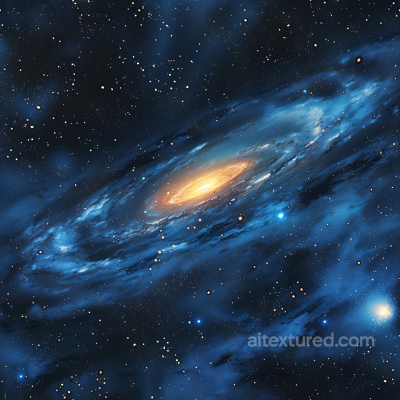 Space PBR Texture Featuring a Glowing Blue and Gold Spiral Galaxy Star, space, planets texture preview