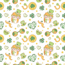 Seamless 3D Pattern PBR Texture Featuring Cute St Patrick's Day Cartoon Motifs texture preview