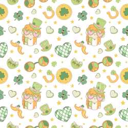 Pattern Bundle - Seamless 3D Pattern PBR Texture Featuring Cute St Patrick's Day Cartoon Motifs texture preview
